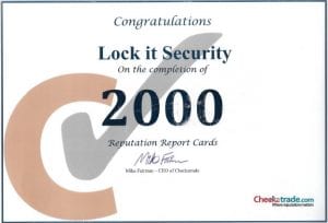 Lock It Security have over 2000 reviews on Checkatrade