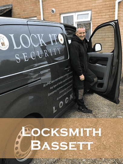 Locksmith-bassett-Eddie in his Van